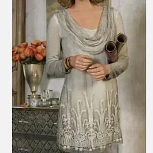 Soft Surroundings Tunic Top 100% Silk Crinkle Beaux Arts
Taupe Womens Petite XL